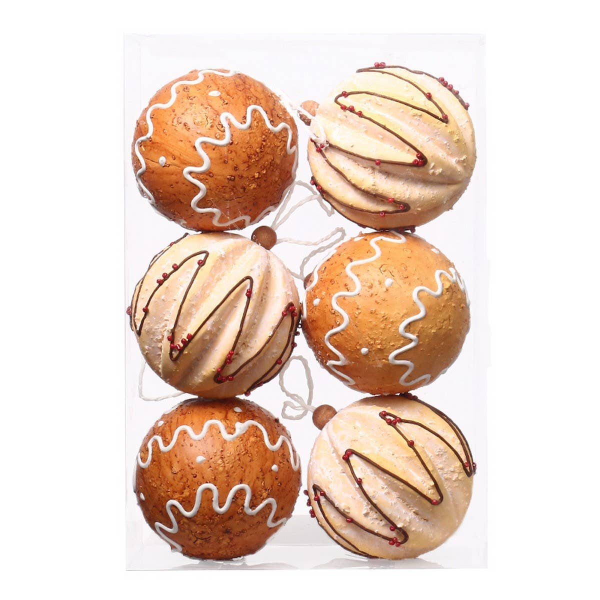 6pcs 8cm Gingerbread Foam Christmas Ball Set_CWMM9830