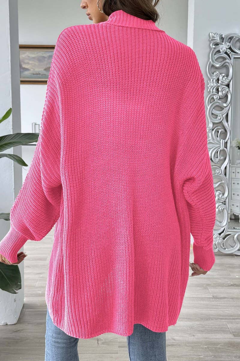 CWOSWL07338_WOMEN CASUAL LOOSE KNIT CARDIGAN SWEATER