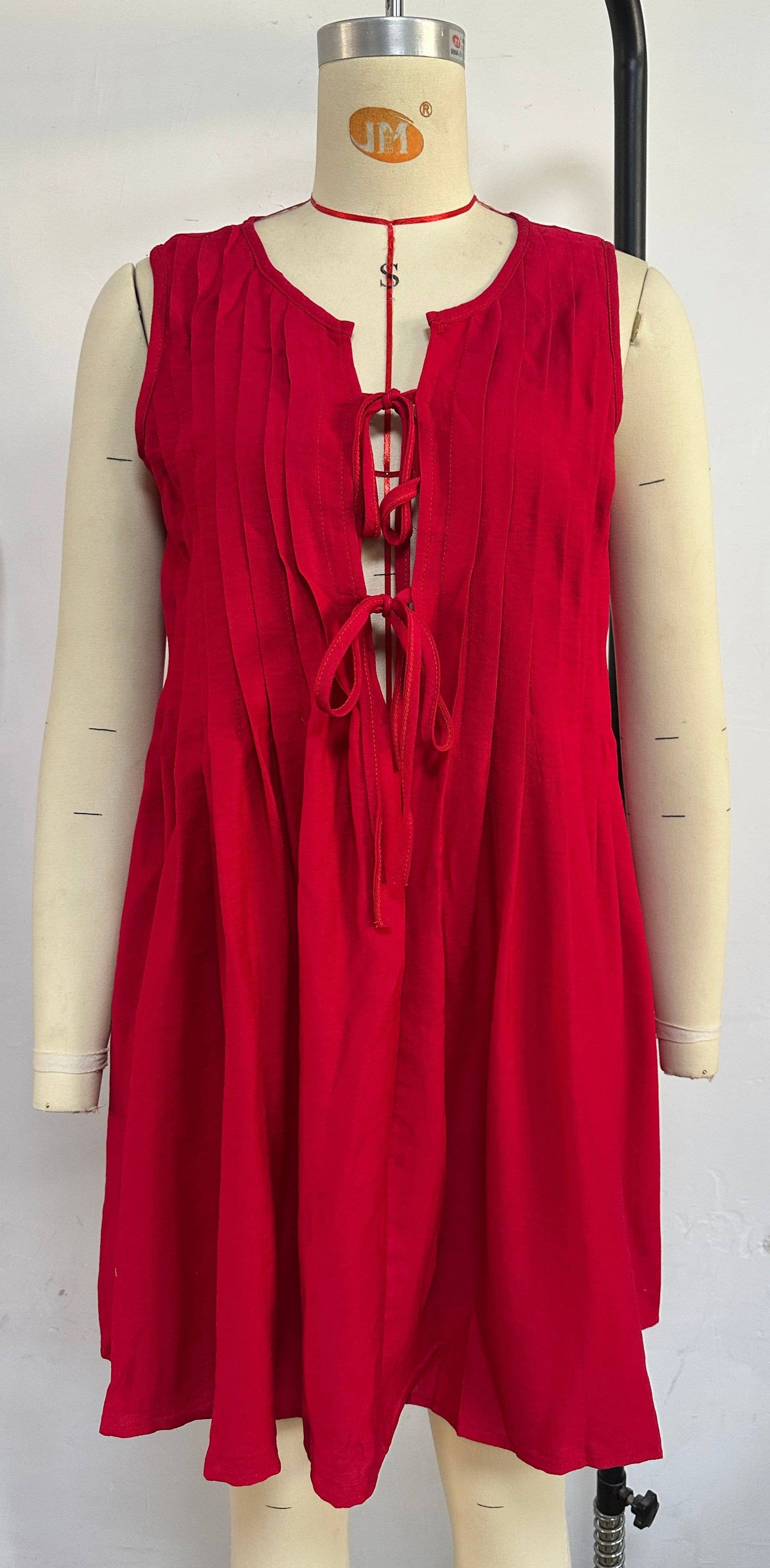 pit V-neck solid color loose vest dress