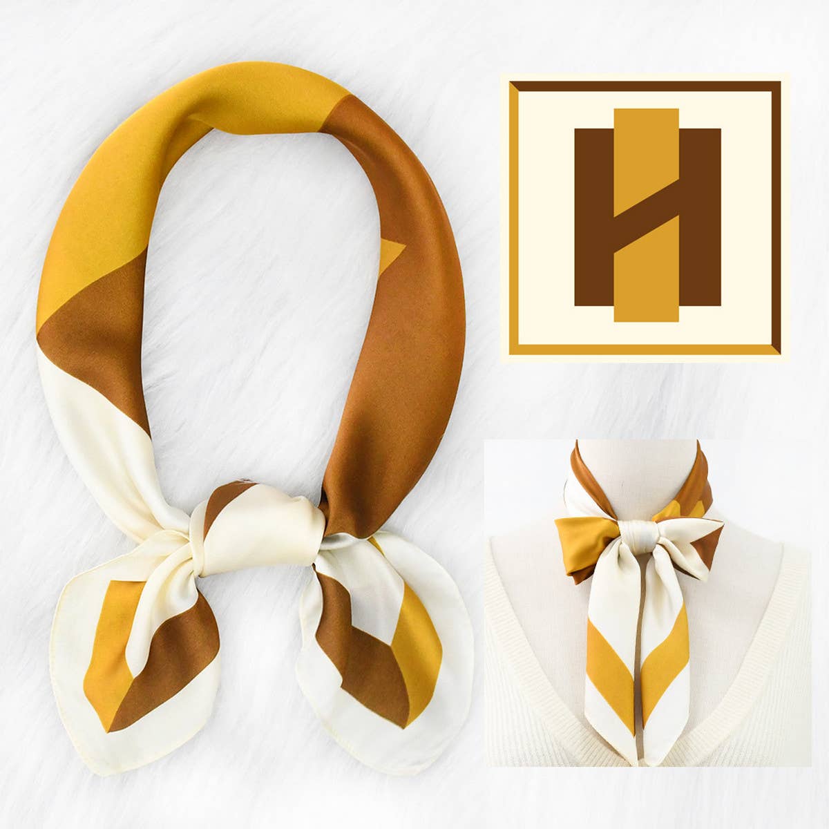 RETRO COLOR MATCHING MULTIFUNCTIONAL SQUARE SCARF_CWASC1156