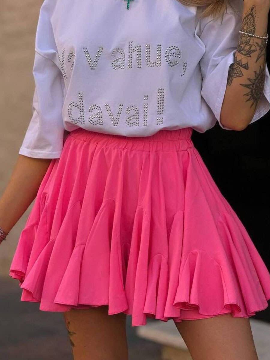 Y2K street fashion patchwork mini pleated skirt