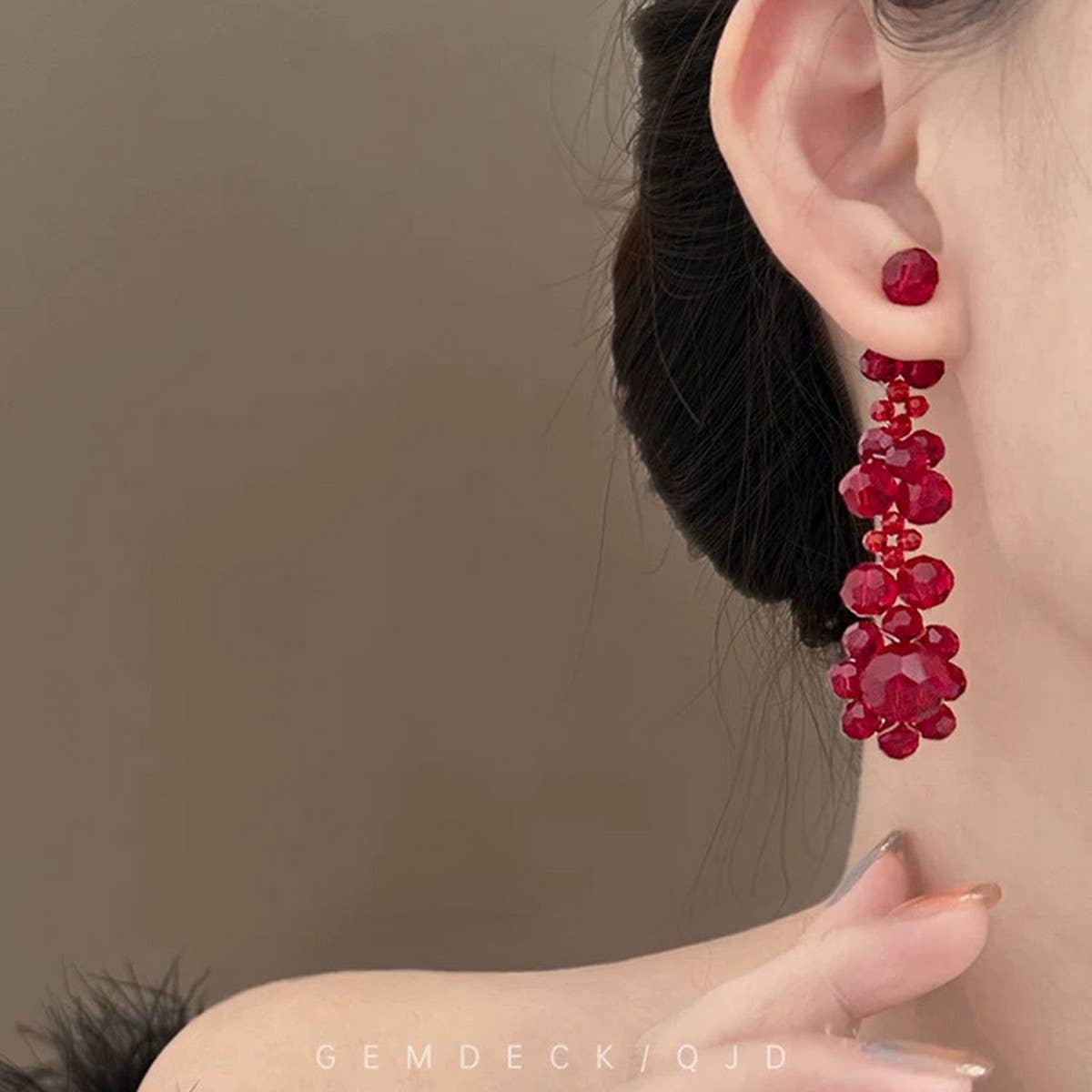 LIGHT LUXURY CRYSTAL FLOWER VERSATILE EARRINGS