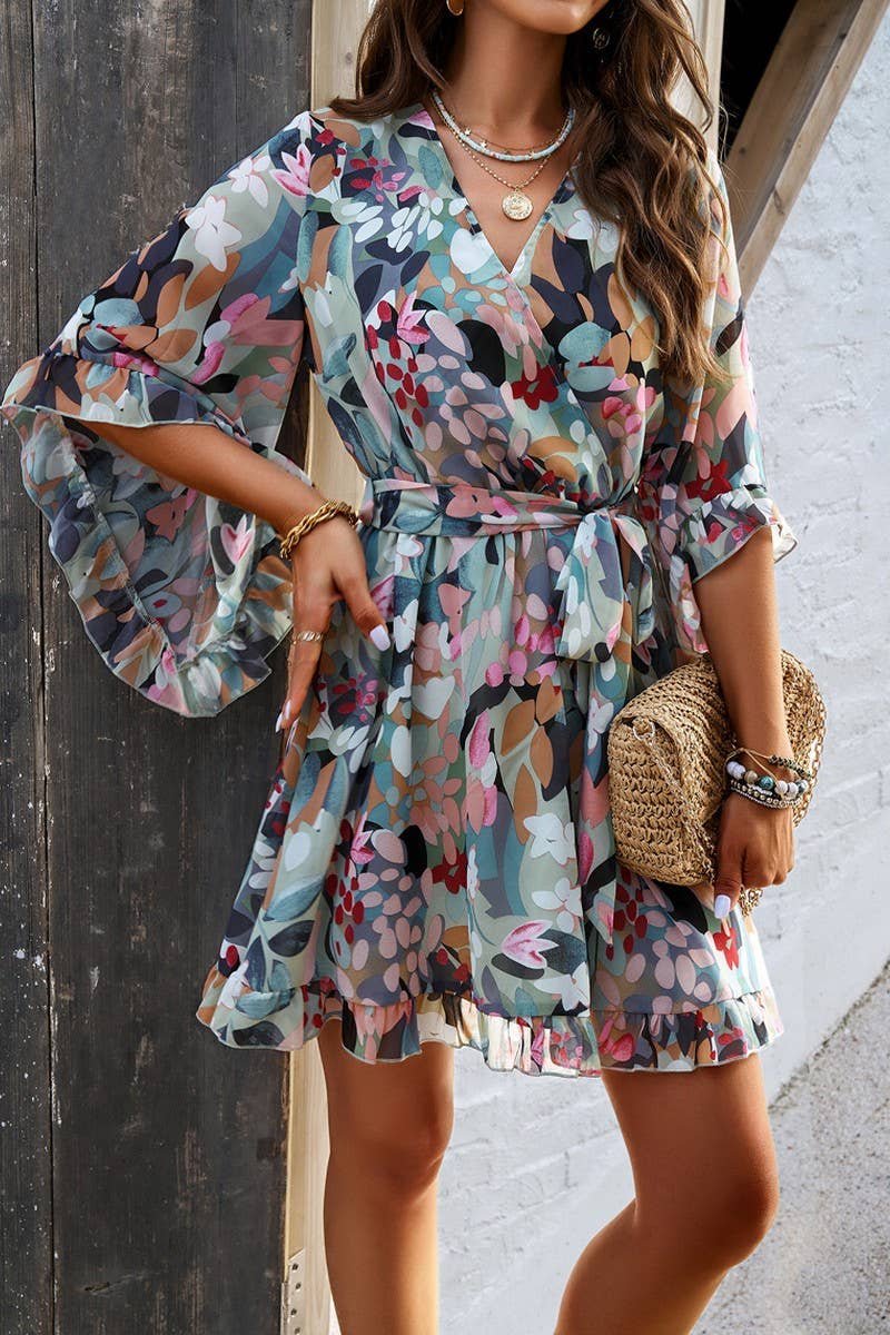 WOMEN ELEGANT PRINT STRAPPY DRESS_CWDSD2404