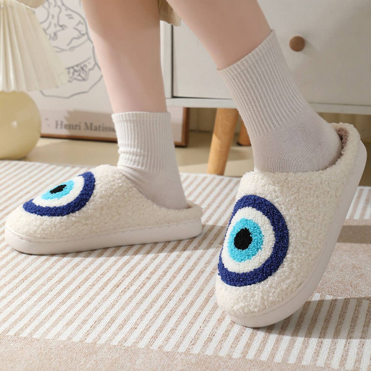 Cute Blue Eye Indoor Slippers For Fall/Winter