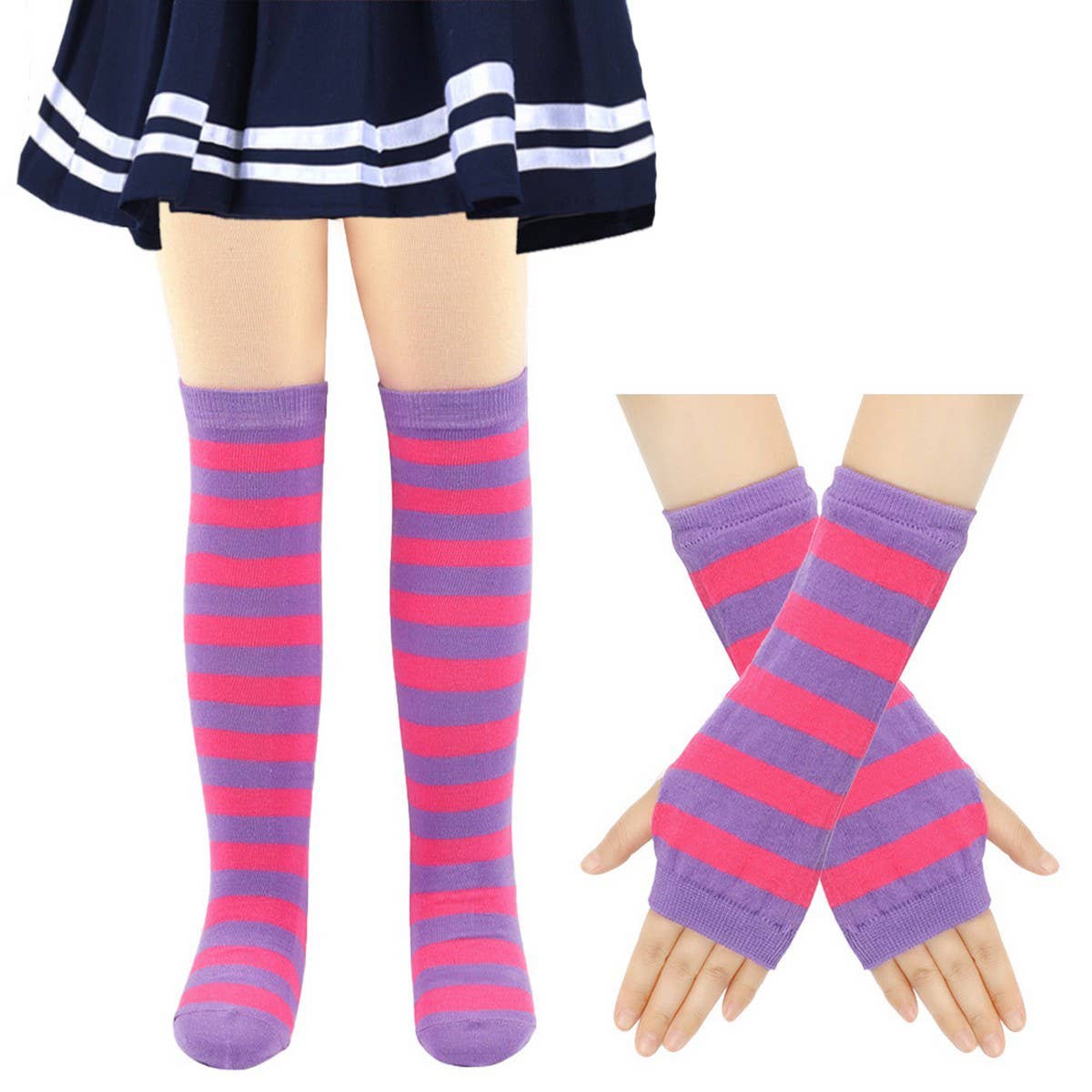 CWMM10061_KIDS KNIT STRIPED ARM & LEG WARMERS SET