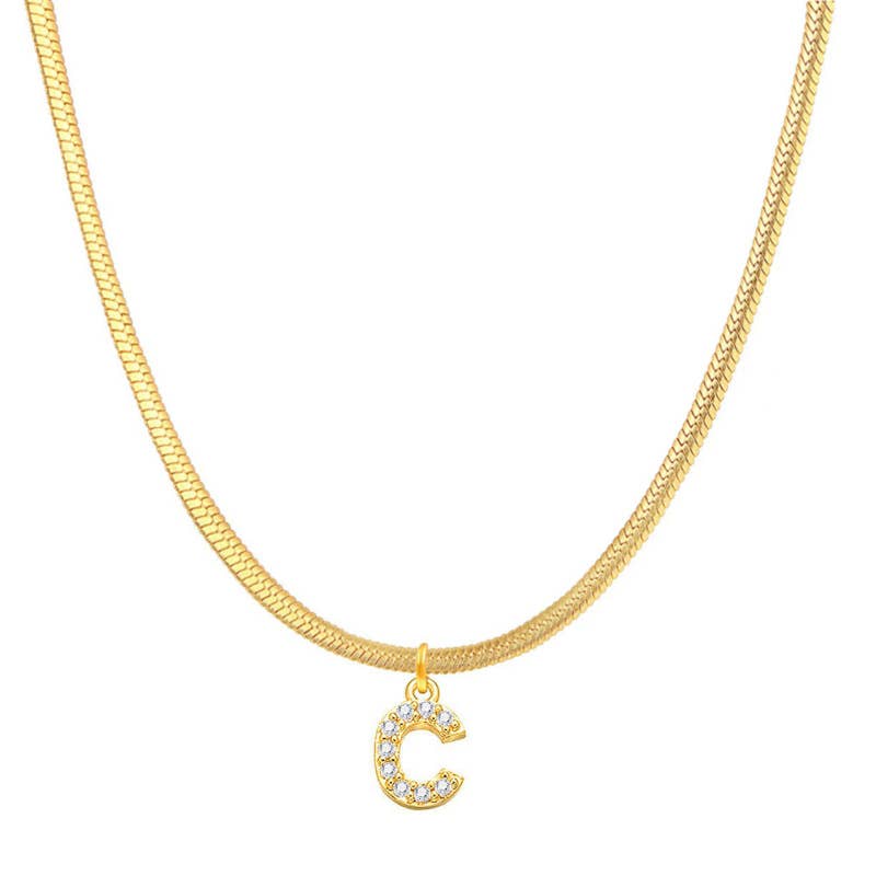 Titanium steel snake bone lock zircon pendant