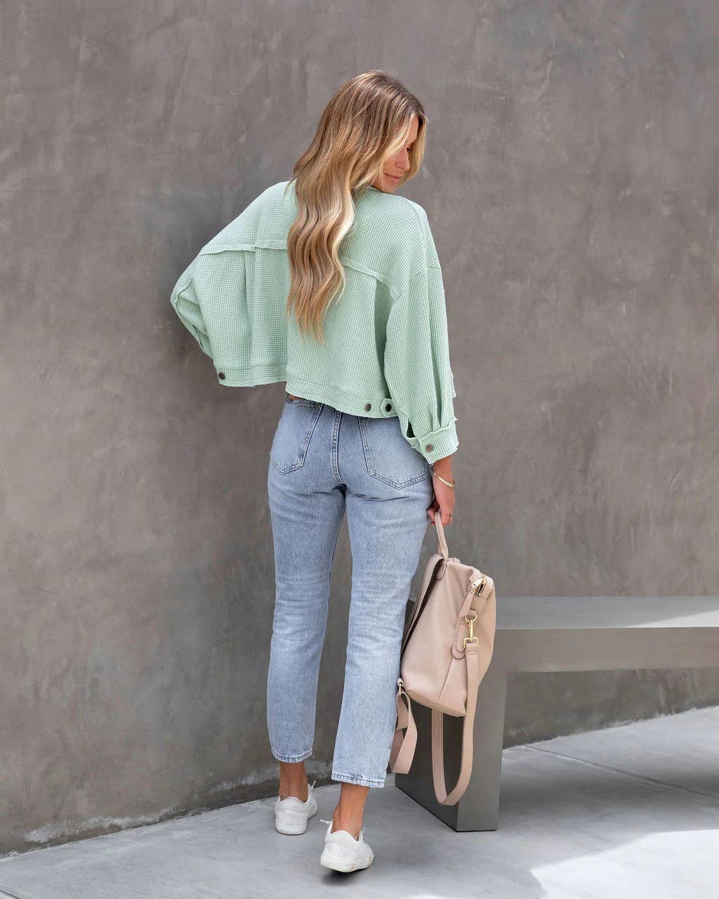 Lapel Waffle short single-breasted coat