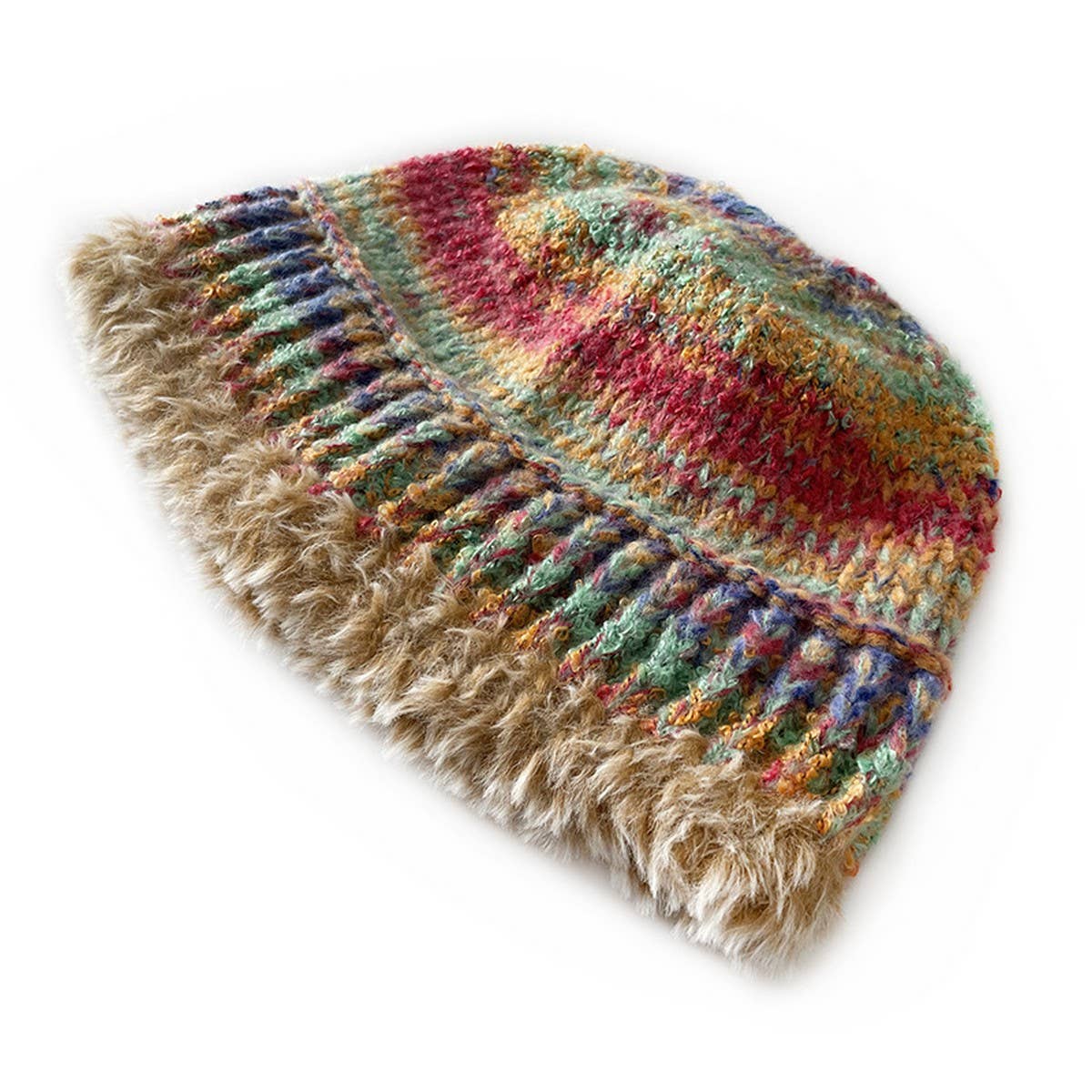 CHILDREN'S KNITTED HAT COLORFUL STRIPED BUCKET HAT_CWAH2050