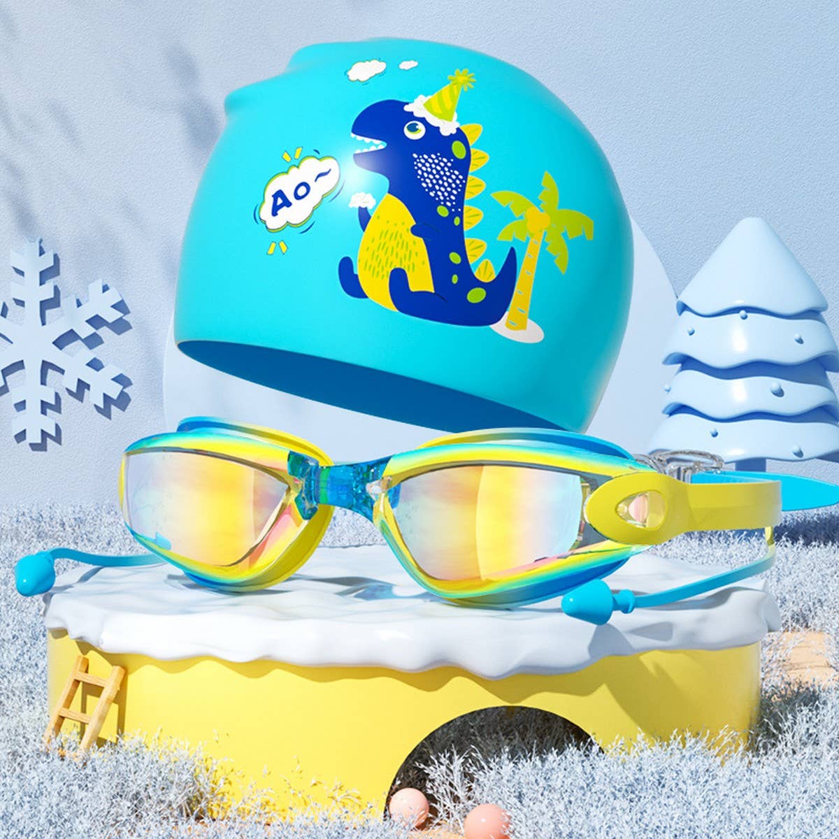 Kids HD Anti-Fog Swim Goggles & Cap ? Cute Style