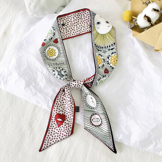 Mystic Tarot Pattern Long Ribbon Neck Hair Tie