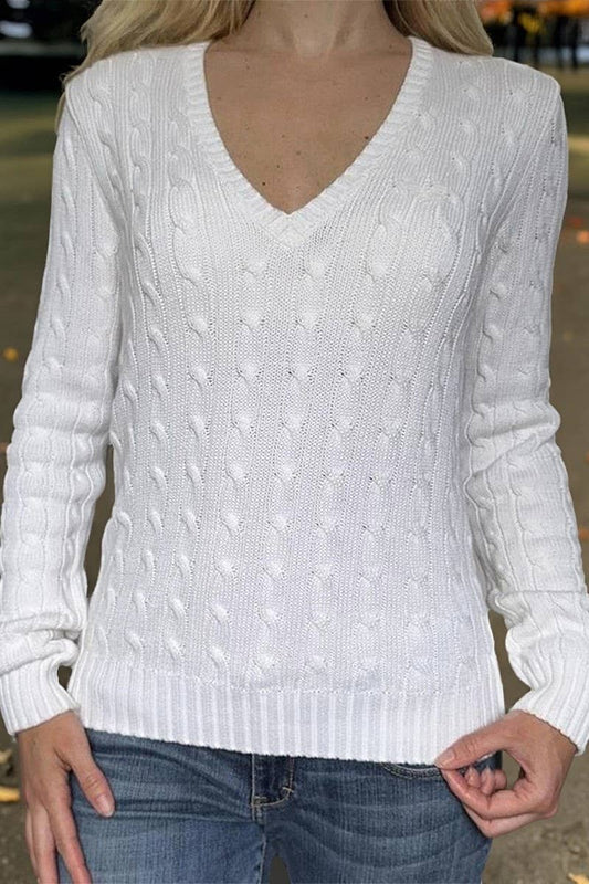 CWOSWL07534_CASUAL LONG-SLEEVED SOLID COLOR KNITTED TOP