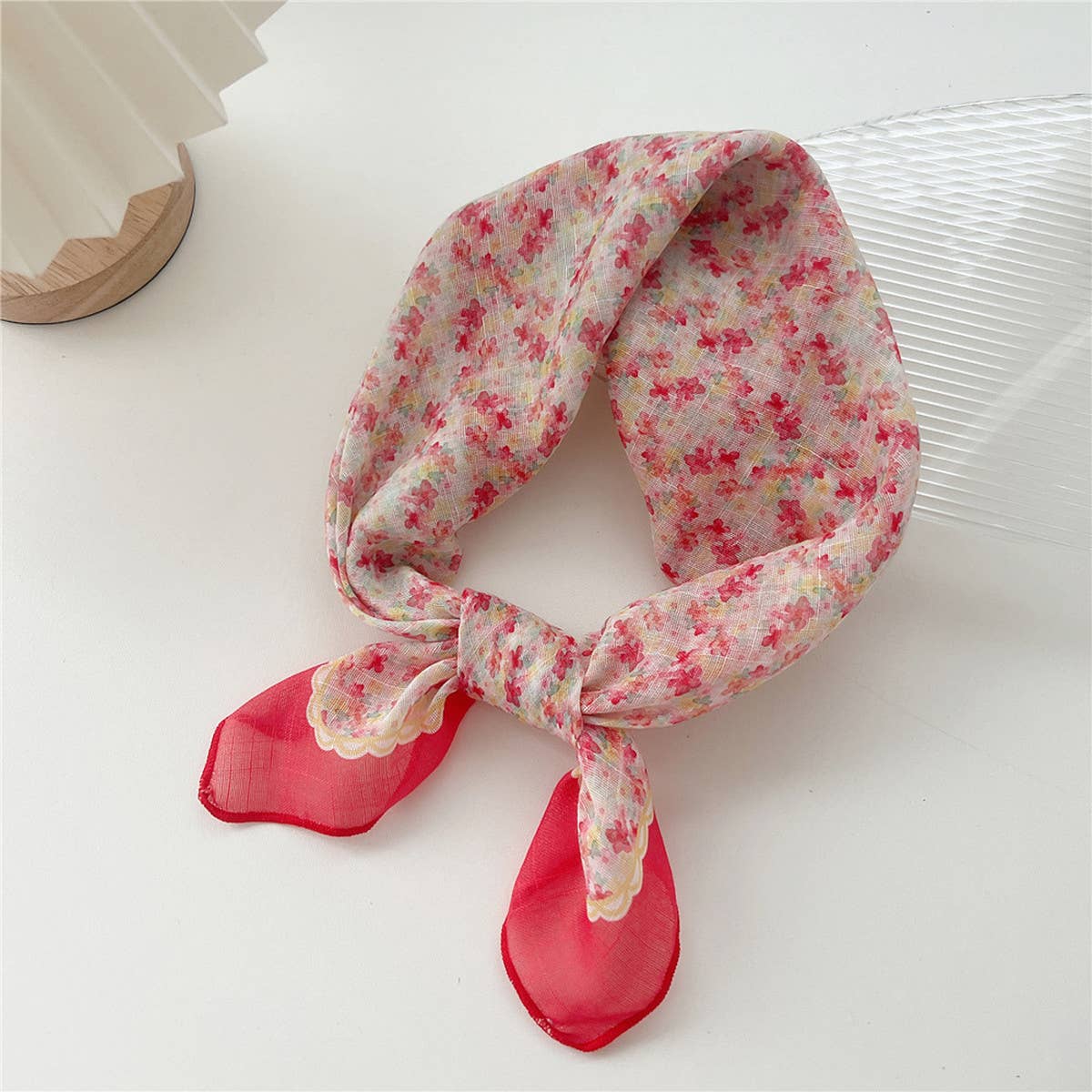 Cotton Linen Square Scarf - Breathable Neck Wrap