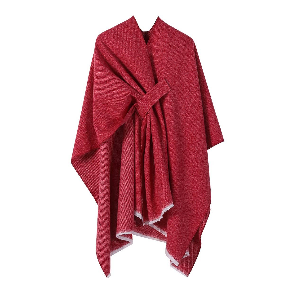 SHAWL KNITTED SOLID COLOR OBLIQUE STRAP CAPE