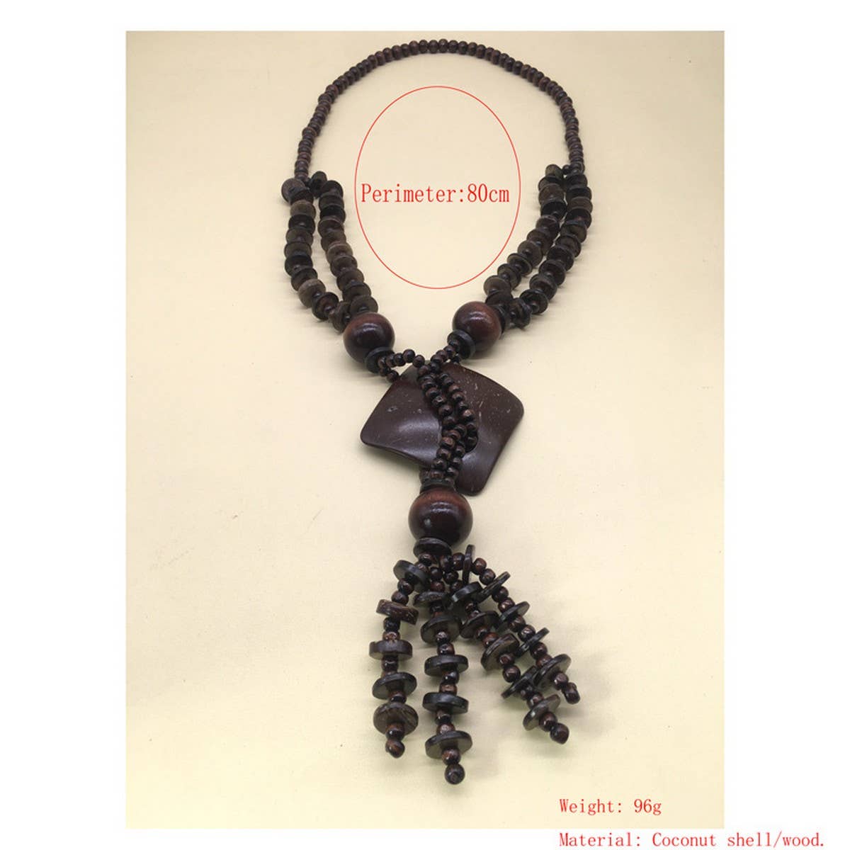 BOHEMIAN COCONUT WOOD BEAD NECKLACE_CWMM4930