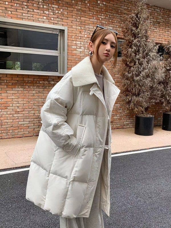 Long knee-length cotton-padded loose jacket