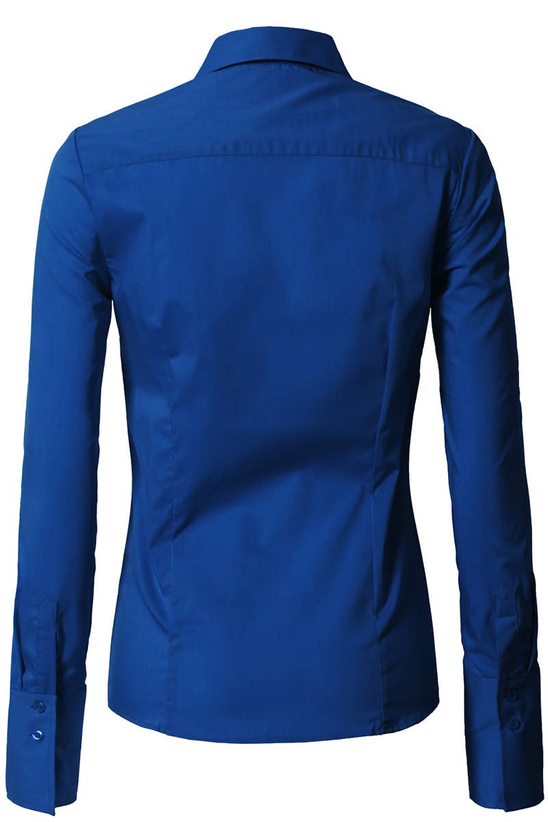 LADIES CASUAL LONG SLEEVE BUTTON UP SHIRT_CWTDSL027