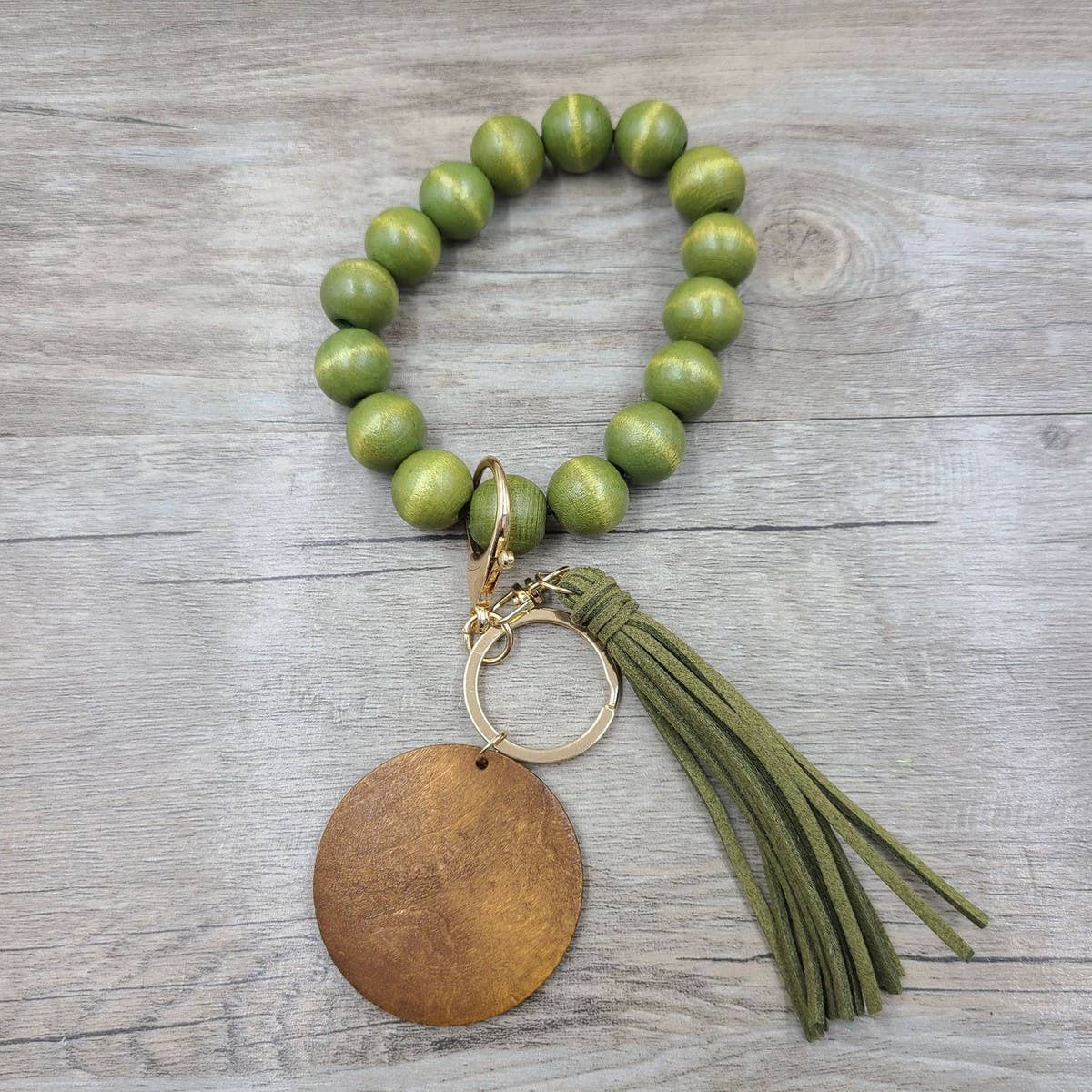 MULTI COLORED WOODEN BEAD BRACELET KEYCHAIN