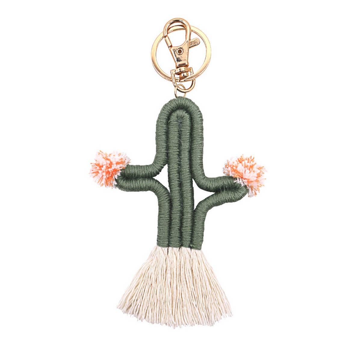 HAND-WOVEN CACTUS FUR BALL KEYCHAIN