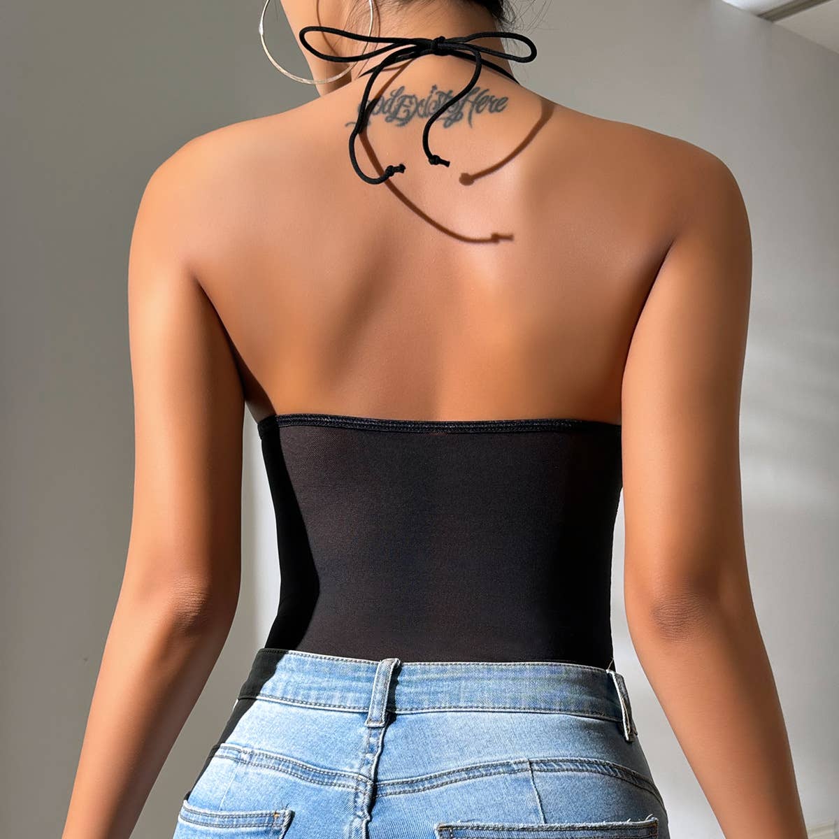 LACE DEEP V OFF SHOULDER STRAP SUSPENDER BODYSUIT