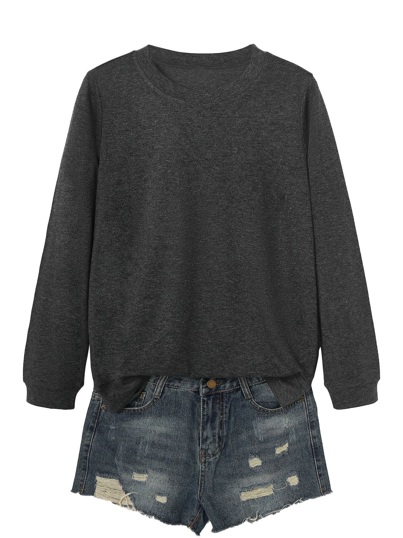 SOLID COLOR CASUAL CREWNECK COMFORTABLE T-SHIRT