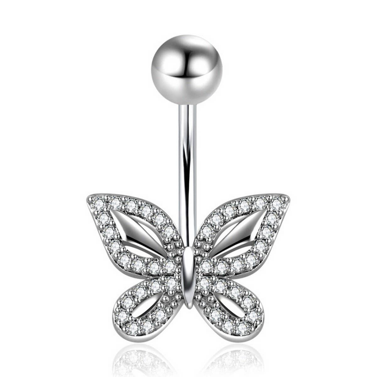 CZ Butterfly Belly Button Ring Piercing Jewelry