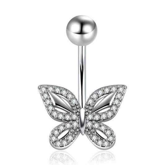 CZ Butterfly Belly Button Ring Piercing Jewelry