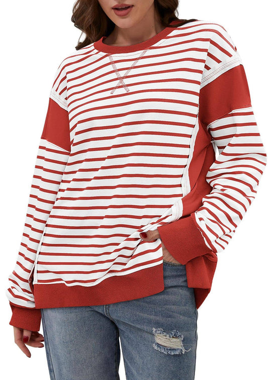 LONG SLEEVE HOODIE WITH MATCHING STRIPES
