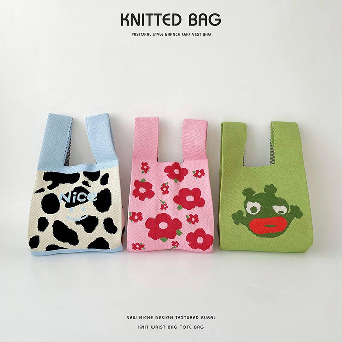 CUTE CARTOON ANIMAL KNITTED SHOULDER BAG HANDBAG_CWAB2397