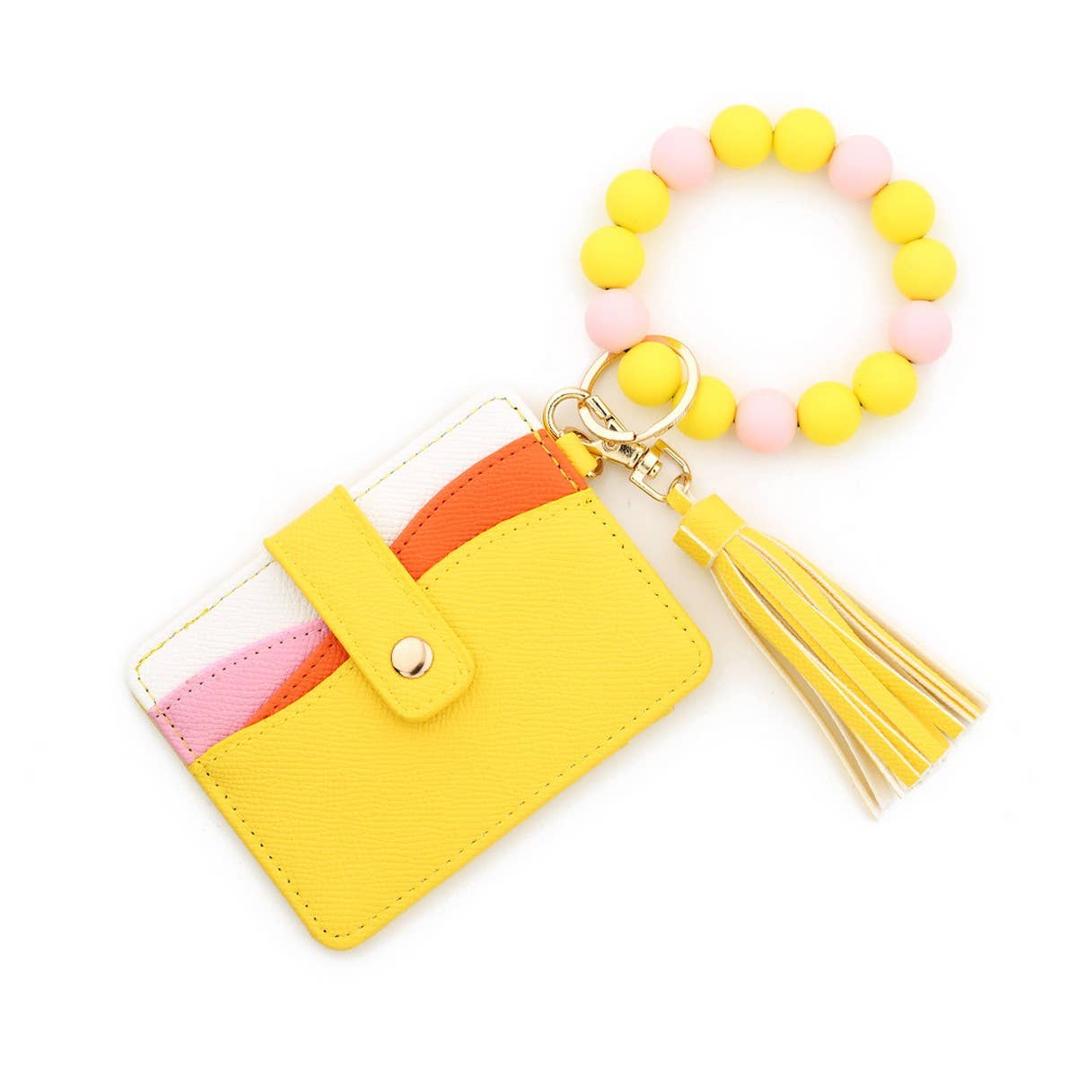 Silicone Bead Bracelet Keychain with ID Wallet_CUAB00446