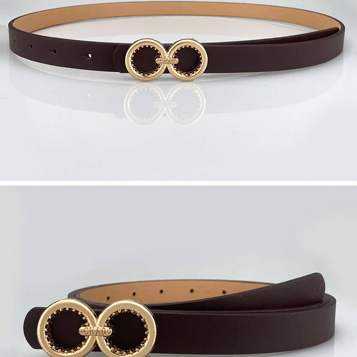 DOUBLE ROUND BUCKLE VERSATILE WOMEN'S THIN BELT_CWABE0693