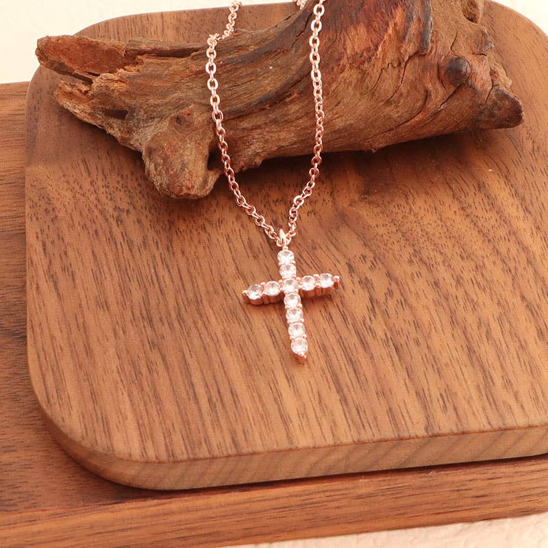 Cross necklace is a full diamond collarbone chain