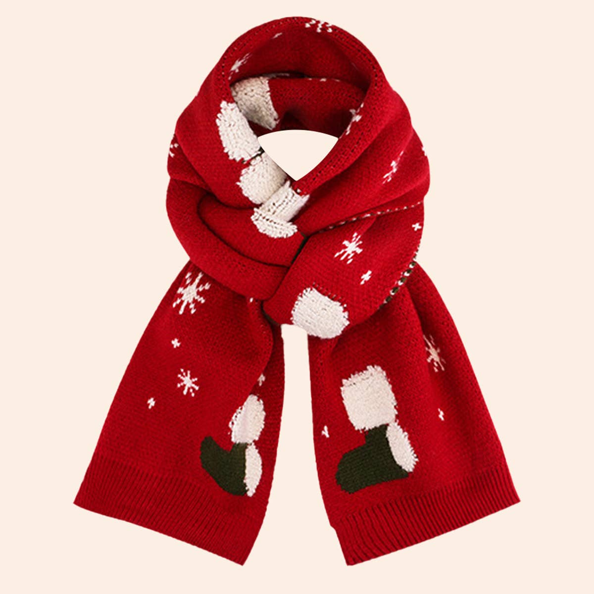 Red Knit Christmas Scarf - Faux Cashmere Reindeer_CWASC0127