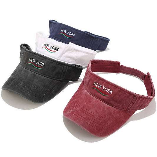 NEWYORK Washed Vintage Embroidered Visor Cap_CWAH3307