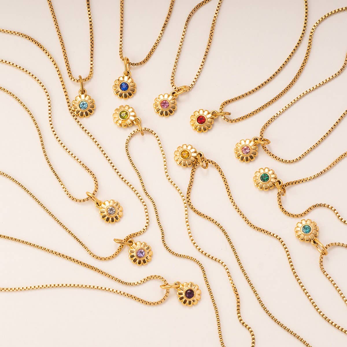 Minimalist Stainless Steel Monthly Stone Necklace