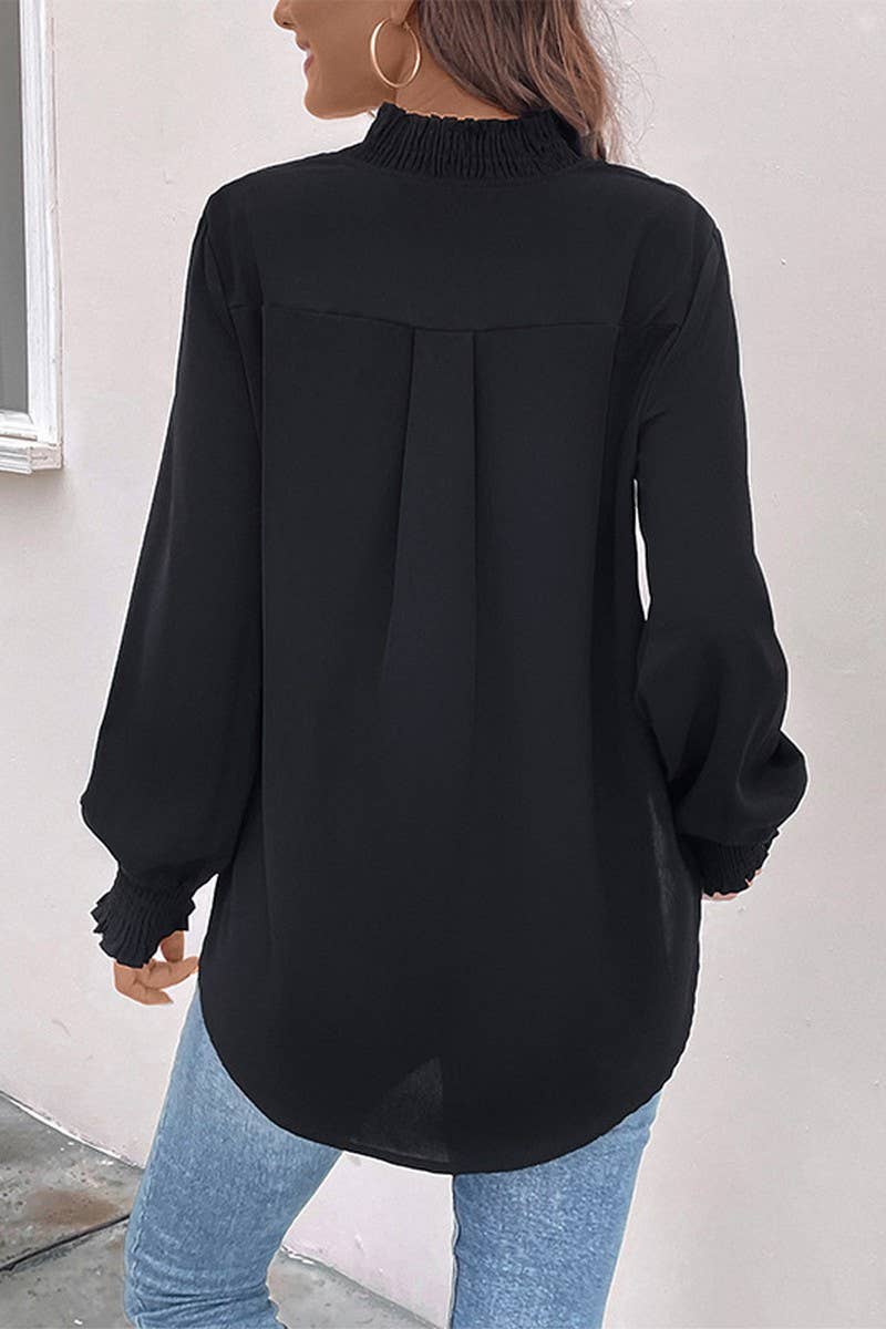 V NECK SOLID COLOR CASUAL LONG SLEEVED SHIRT_CWTSTL1129