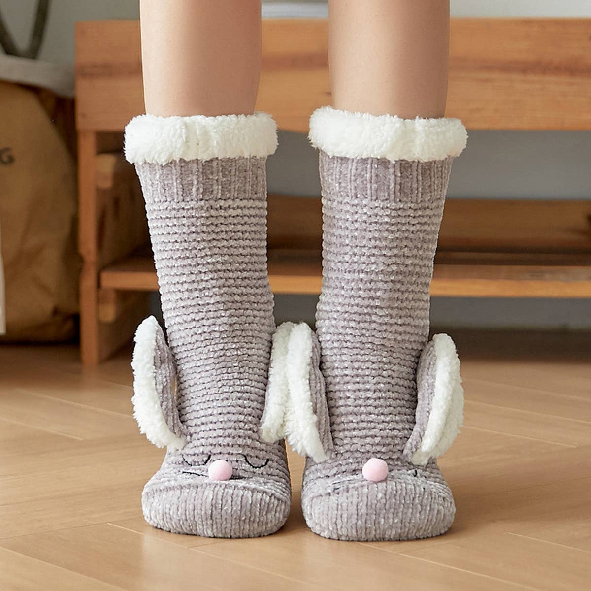 HOME RABBIT EARS WARM PLUSH INDOOR SLIPPERS