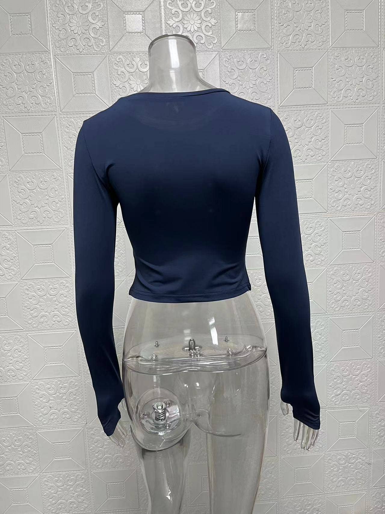 Solid-color round-neck form-fitting base T-shirt