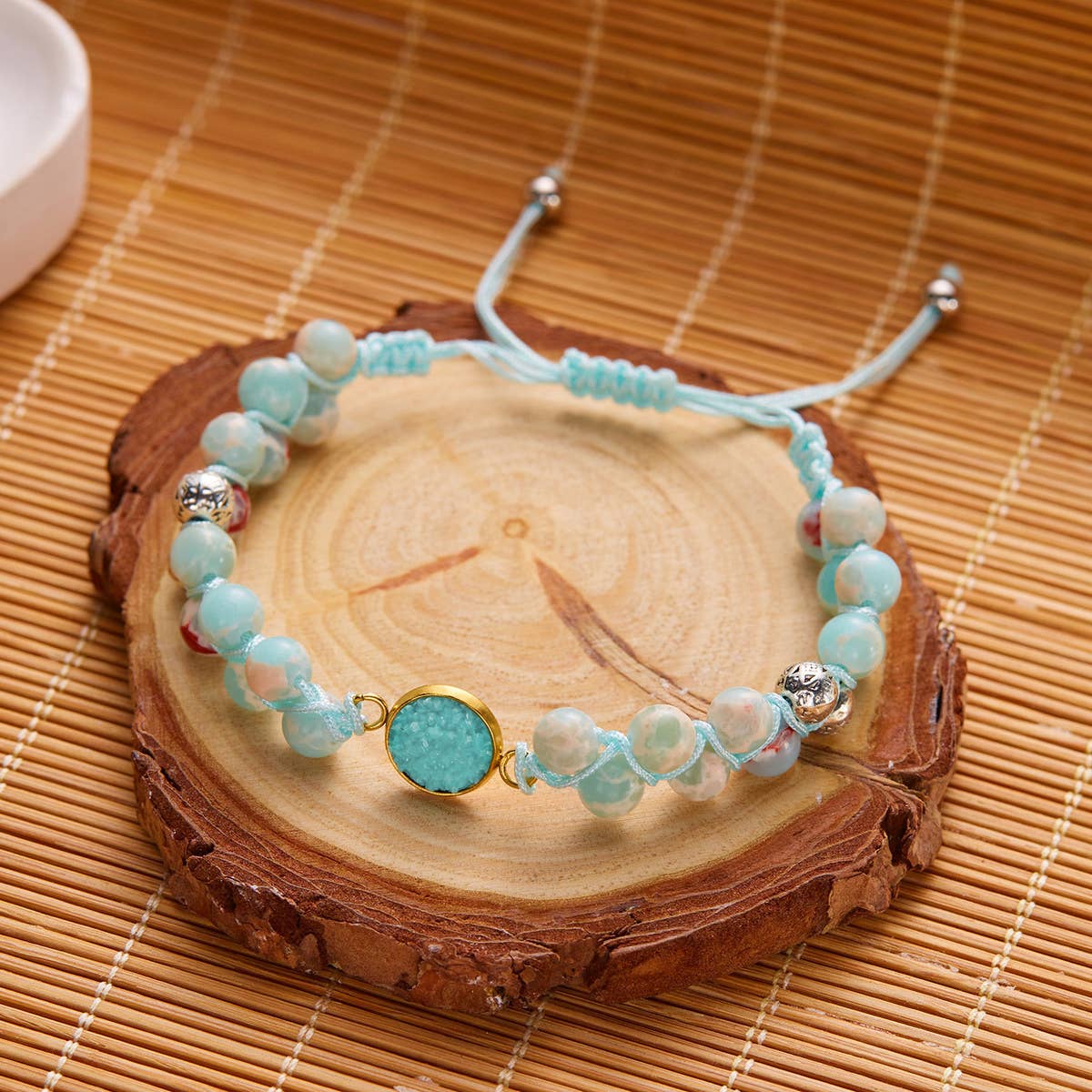 HAND WOVEN ROUND STONE BRACELET