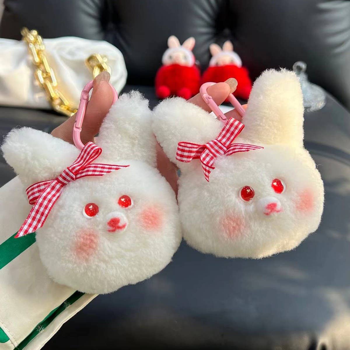 CUTE WOOL BUNNY CAR KEYCHAIN PENDANT ACCESSORIES