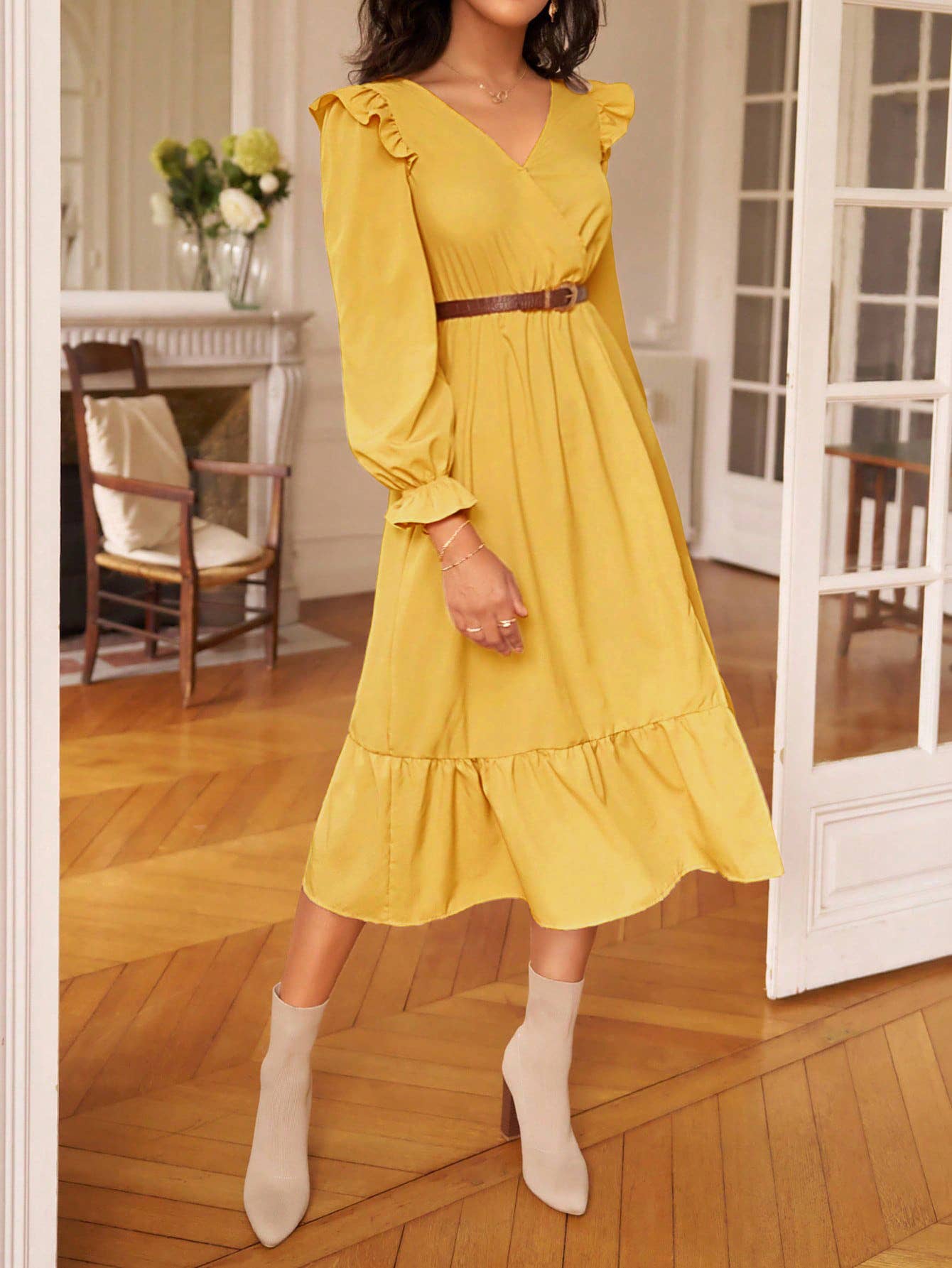 ELEGANT WAIST DESIGN SENSE BACKLESS SLIT DRESS