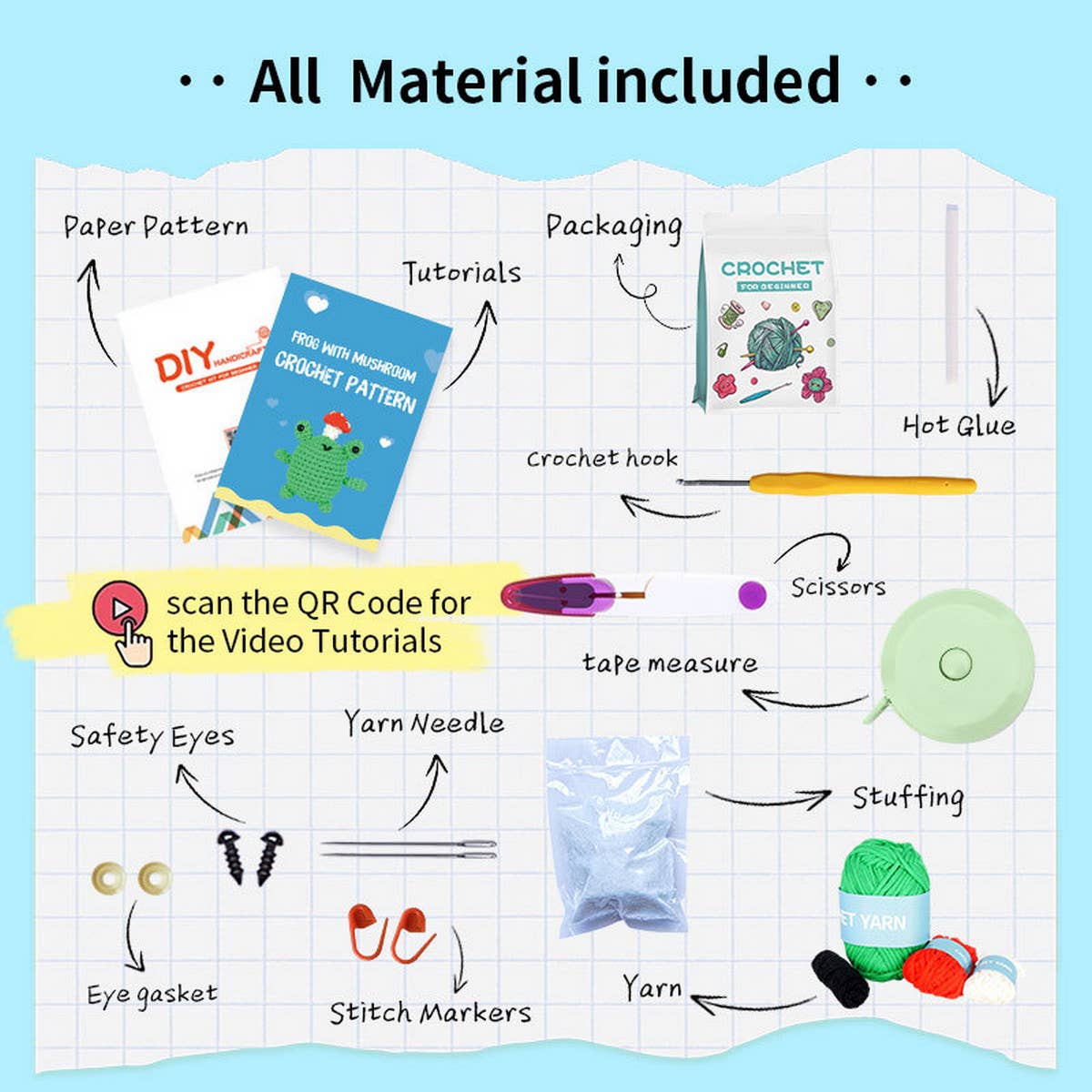 NEW HANDMADE DIY FROG DOLL MATERIAL PACKAGE