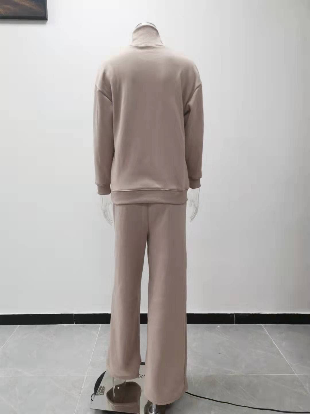 KNIT LACE-UP FASHION CASUAL TWO-PIECE SUIT