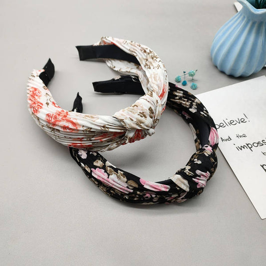 WOMEN PLEATED PRINTED HEADBAND