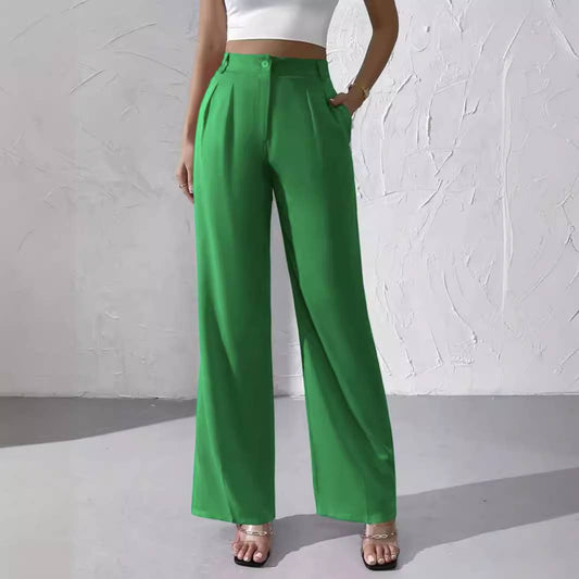 Elegant solid color dangling wide-leg suit pants