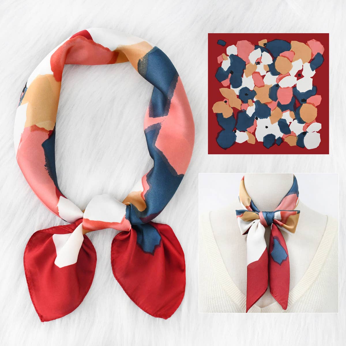 Polka Dot Satin Neck Scarf ??Office & Flight Style_CWASC1157