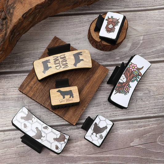 Western Animal Hair Claw Set - Leather Shark Clips