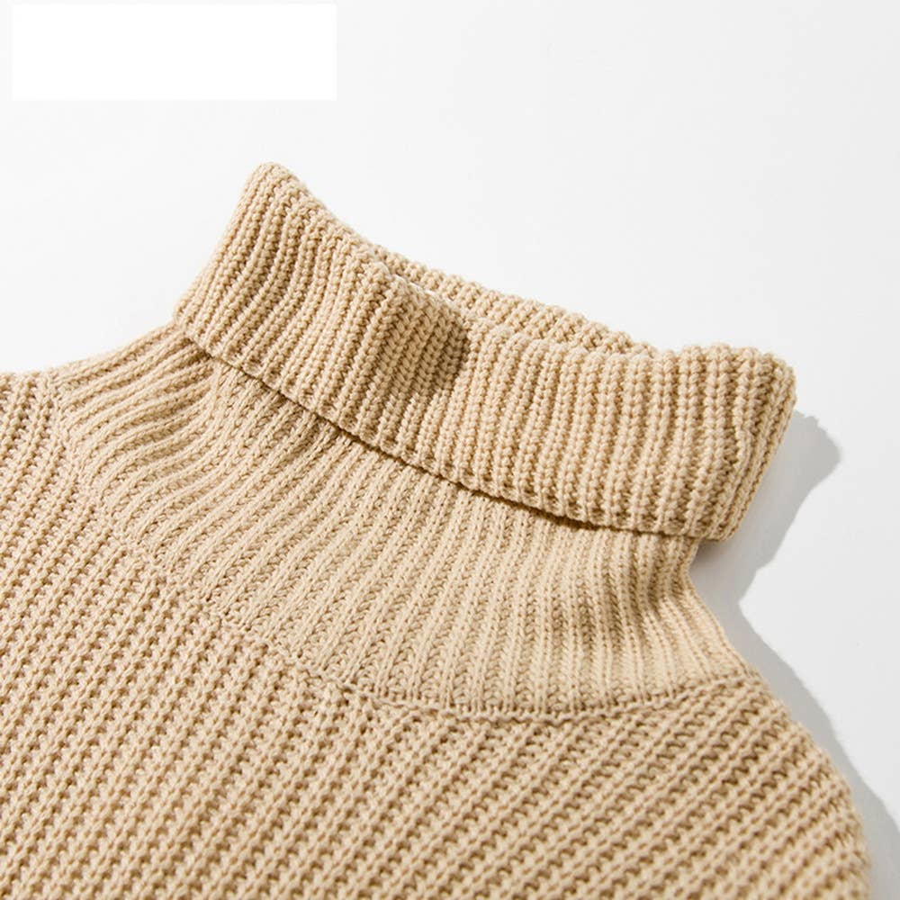 SOLID COLOR TURTLENECK BASIC COARSE KNIT SWEATER