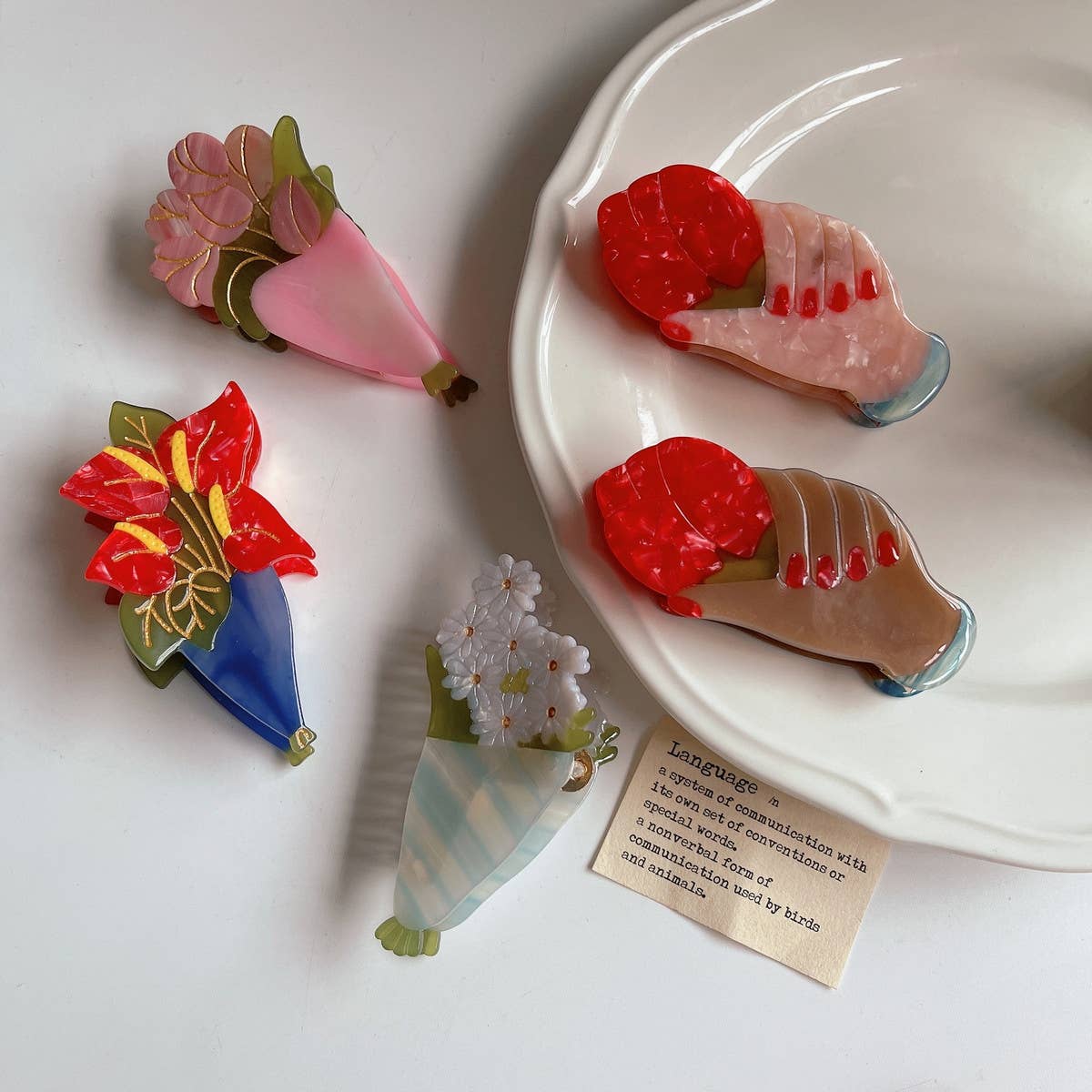 SIMPLE AND FRESH PALM BOUQUET HAIRPIN CLIP_CWAHA1327