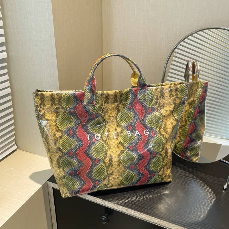 Fashionable printed snake pattern handbag