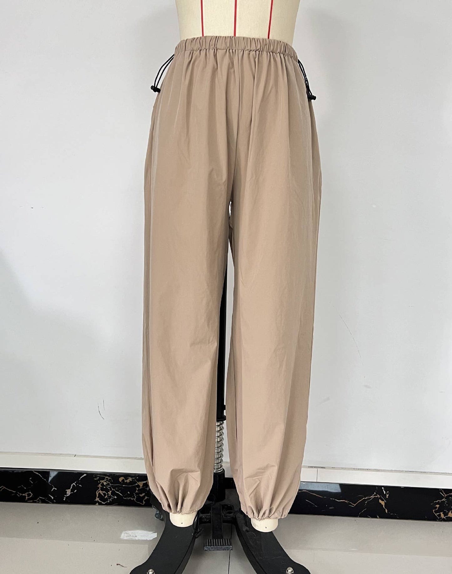 Stretched-waist wide-leg sportswear pants